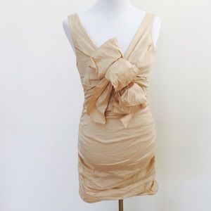 BCBGMAXAZRIA champagne bow dress
